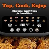 Fullwill Vision Pro 6QT Air Fryer with Large Square Viewing Window,Base and Upper Heating,12 Presets for Chicken Wings,Steak,Fries,Pizza and More,Non-Stick and PFOA-Free,Fast and Oil Free Cooking
