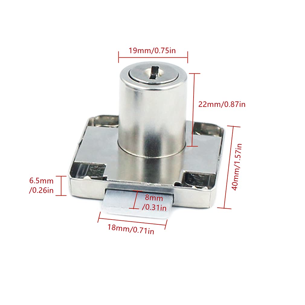 Set 4 Serrature A Camma Con Chiave - Per Cassetti, Armadi, Cassette Postali - 22mm - Foto 2