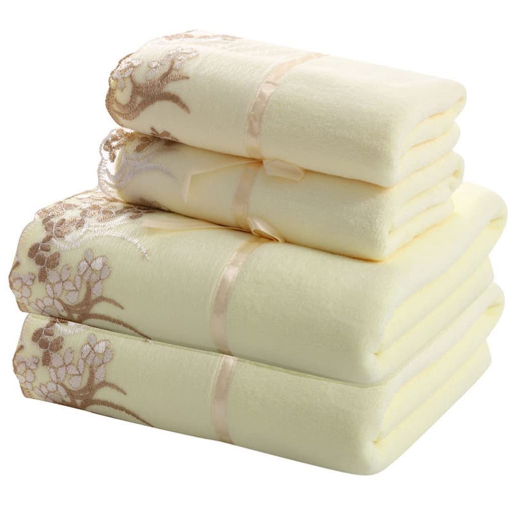Lace Embroidered Bath Towel Set Microfiber for Adults Colourful Tree Bathroom Face Bath Towels Quick Dry Family Set