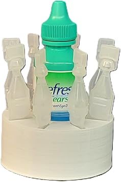 Znet3D Eye Drops Holder for vials and Bottle - Holds Eight 8 Disposable Vials and One 1 Eye Drop Bottle White