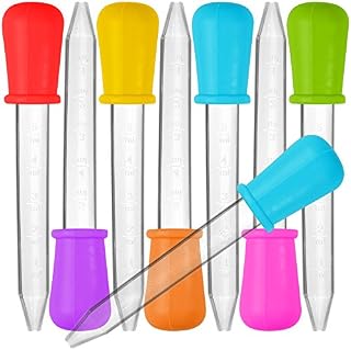 SENHAI 8 Pcs Liquid Droppers, Silicone and Plastic Pipettes Transfer Eyedropper with Bulb Tip for Candy Oil Kitchen Kids Gummy Making  7 Colors