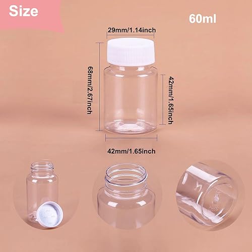 Miniatura 2 de SKYPRO 10 botellas transparentes para píldoras, botella de medicina de plástico, recipientes vacíos de reactivo con tapas para medicina líquida en