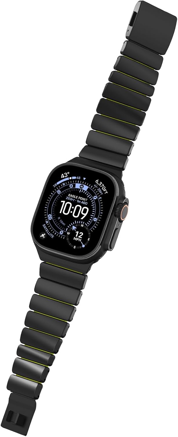 NewWays Stainless Steel & Silicone Hybrid Band for Apple Watch Ultra 3 2 1 (49mm) & Series 11 10 9 8 7 6 5 4 SE 46mm 45mm 44mm Link Bracelet Magnetic Clasp Sport Metal Strap for Men image 2