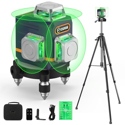 CIGMAN 3D Laser Level with Tripod,Remote Control,Compact Design,4000mAh Battery,Rotary