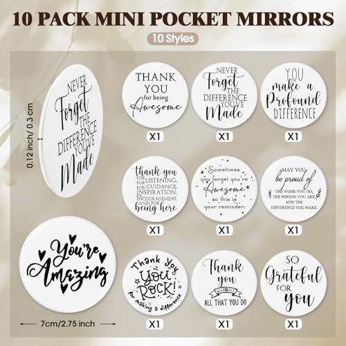 Paterr 20 Pcs Thank You Gift Bulk Employee Appreciation for Women Inspirational Canvas Makeup Bags with Zipper and Mini Compact Mirrors Gift for Girls Teacher Friend Halloween Christmas3