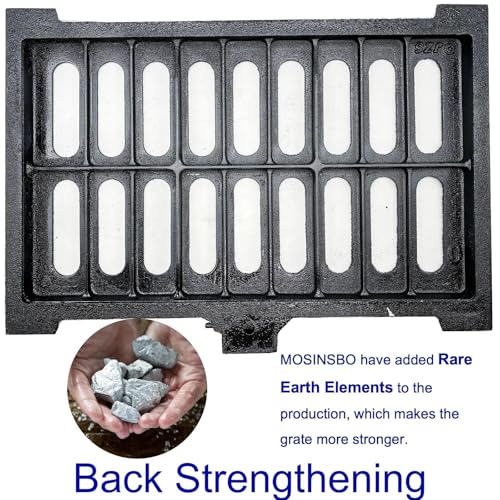 MOSINSBO Cast Iron Drain Grate and Frame 20x12 in, B-Class 28100 lbs Heavy-Duty Driveway Channel Cover, Outdoor Trench Drainage Grate with Base, Rectangle Metal Sewer Cover (IL19.7 x IW11.8)