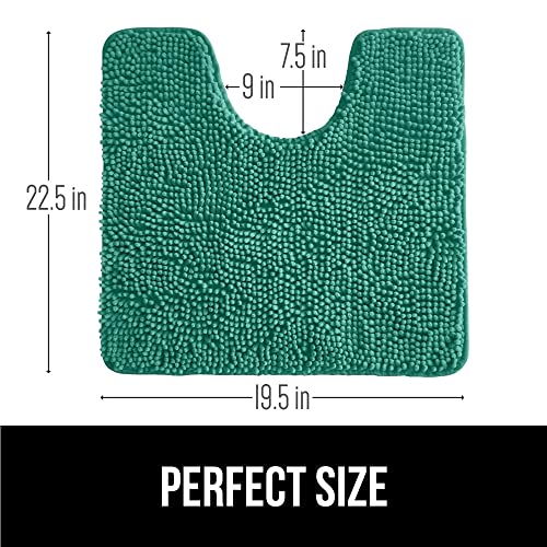 Image of Gorilla Grip Original Shaggy Chenille Oval U-Shape Contoured Mat for Base of Toilet, 22.5x19.5 Size, Machine Wash and Dry, Soft Plush Absorbent Contour Carpet Mats for Bathroom Toilets, Emerald