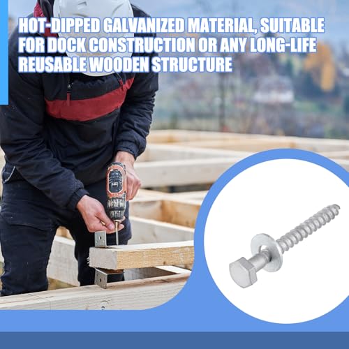 Image of 100 Pcs 3 /8 inch x 3-1 /2 inch Lag Bolts for Wood Lag Screws with Washers Bulk | Hot Dip Galvanized Hex Head Screws Heavy Duty for Wood, Deck, Furniture, Boat Repair