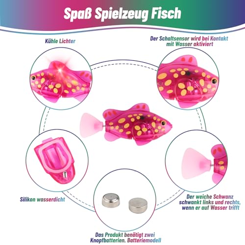 4 Stück Robo Fish Set - Elektronischer Haustier Fisch, Katzenspielzeug Elektrisch, Schwimmende Fische Spielzeug, Roboter Fisch für Kinder Badewanne, Katzenspielzeug und Kleines Aquarium zum Anschauen