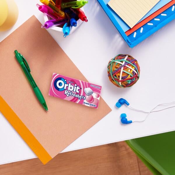 Orbit Refreshers Bubblemint – Chewing Gum Senza Zucchero, Aroma Frutta & Menta, 12 Confezioni da 8 Pezzi (Totale 214,8 g)
