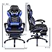 ELECWISH Ergonomic Computer Gaming Chair, PU Leather High Back Office Racing Chairs with Widen Thicken Seat and Retractable Footrest and Lumbar Support, Large, Blue