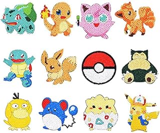 wopin 12Pcs 5D anime Diamond Painting Stickers Kits for Kids, DIY Diamond Painting Stickers, Handmade Digital Diamond Arts Craft Mosaic Stickers, Painting by Numbers Kits for Children Beginners