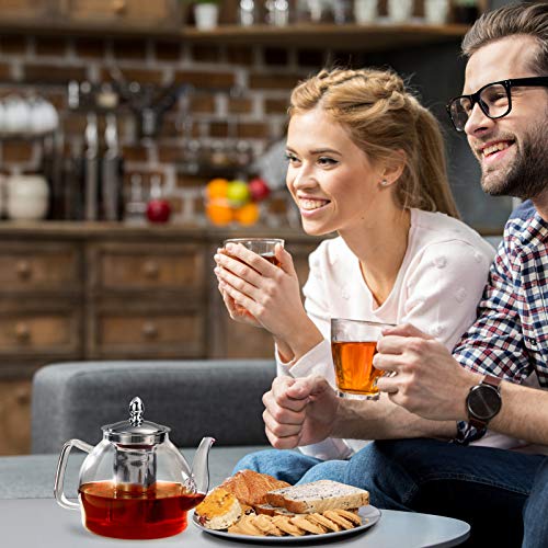 HIWARE 1000ml Glass Teapot with Removable Infuser, Stovetop Safe Tea Kettle, Blooming and Loose Leaf Tea Maker Set - Image 3