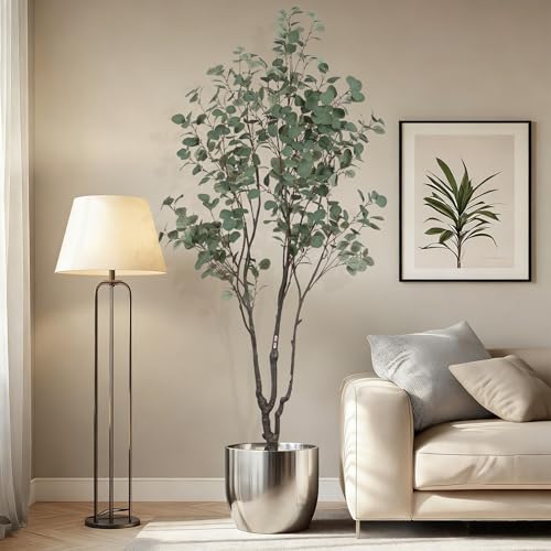 Celestdeco 6.9ft Tall Artificial Eucalyptus Trees, Realistic Eucalyptus Tree with Sturdy Plastic Pot, Artificial Plants Tree for Home Office Indoor Outdoor Party Wedding Christmas Decor