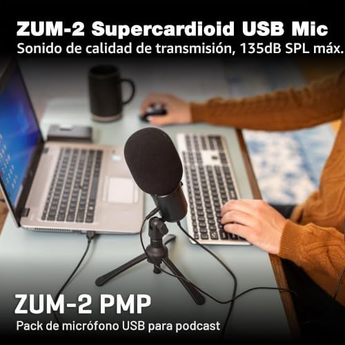 Podcast micrófono USB con cable trípode y auriculares para voz 3