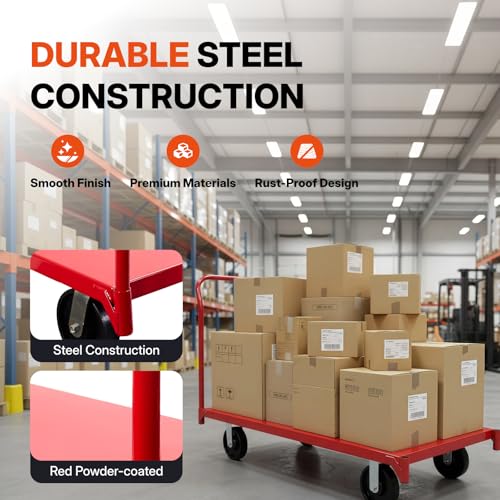 Platform Truck 2,500 lbs Load Capacity - 60\"x30\" Flatbed Cart, 8\" Polyolefin Casters, Heavy Duty Dolly, Utility Cart, Moving Cart, Furniture Dolly, Carritos para Cargar Cosas - Thumbnail 2
