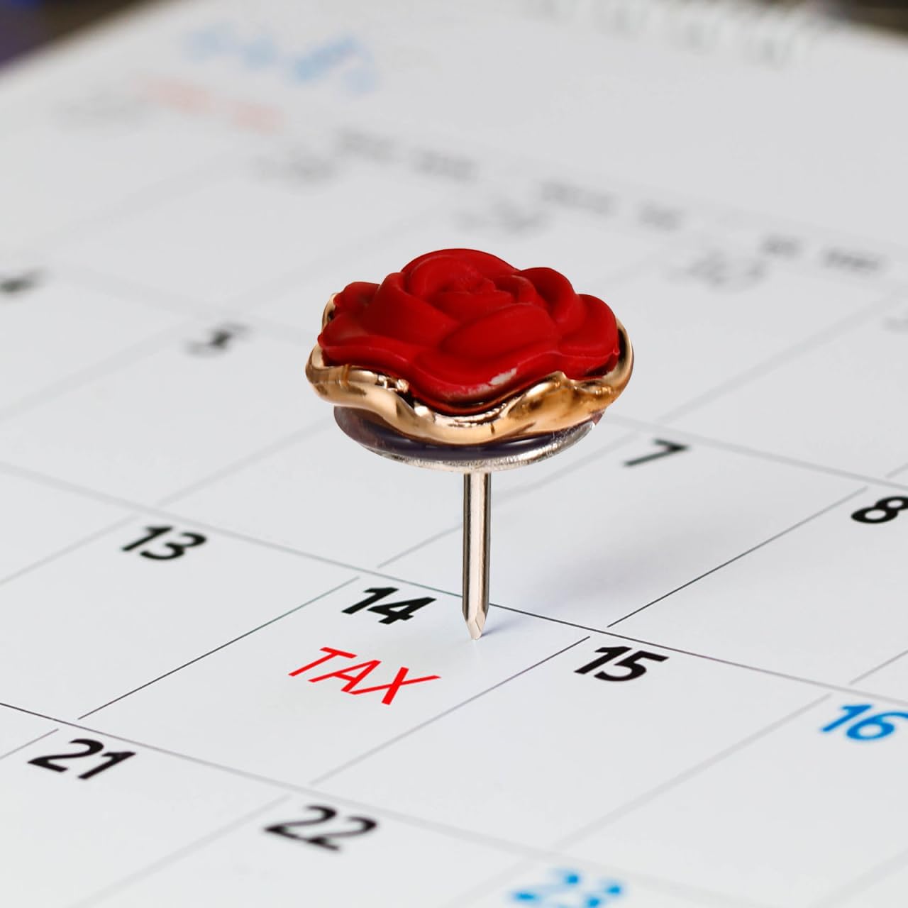 Red Rose Push Pins 30 Pcs Multi-Function Thumbtacks for Office Home Map Supplies Wall Decoration Compact 0.47 Inch