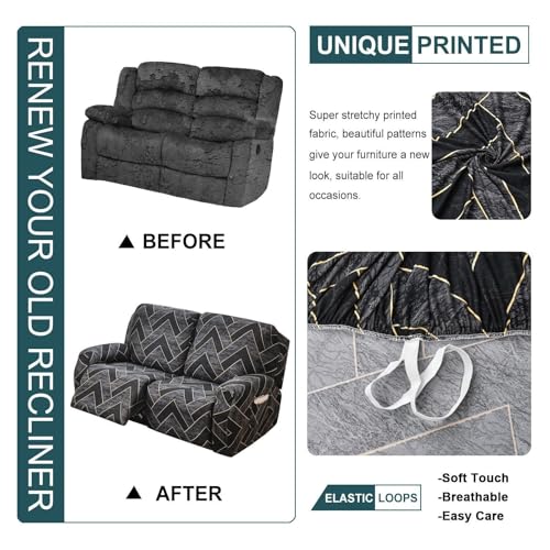 Funda para sillón reclinable de 2 plazas elástica protector para sala de estar con estampado 6