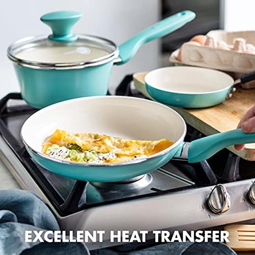 GreenPan Rio Non-Stick 18 cm Frying Pan, PFAS Free, Turquoise and Cream