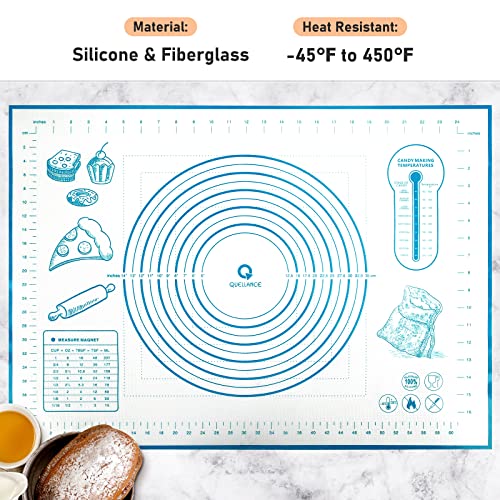 Silicone Baking Mat with Measurements, Pastry/Fondant/Dough Rolling Counter/Oven Liner Mat, 20''(W)28''(L) Blue by QUELLANCE - Image 2