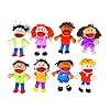 Fun Express Hand Puppets for Kids - 8 Multicultural Plush Puppets with Movable Mouths for Speech Therapy, Social Emotional Learning & Dramatic Play | 14 Inch Educational Toys for Classroom & Home Use