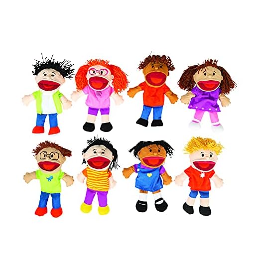 8-Piece Happy Kids Hand Puppets Set - Interactive Playtime Fun-Multi Ethnic Great for Daycare and Classrooms-Perfect for Play and Learning, Foster Creativity and Laughter