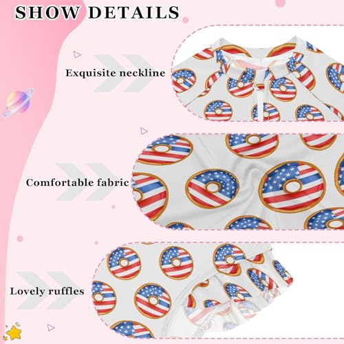 July 4th Independence Day Girls Long Sleeve Rashguard Swimsuit UV Protection One-Piece Swimwear B04045554