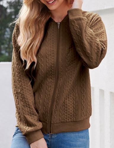 Image of WROLEM Zip Up Sweatshirts for Women Casual Outfits Cardigan Outerwear Trendy Winter Jackets Coat