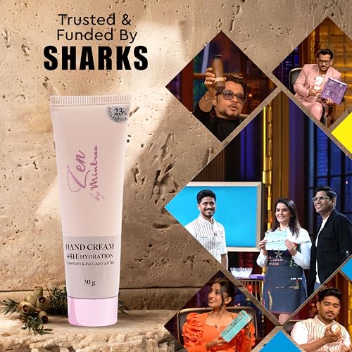Image of Mintree Hand Cream for Men and Women, Lightweight & Hydrating with Shea Butter, Avocado Butter, Ceramides & Squalane, Beige | 48 HR Hydration & Woody Scent | Suitable for All Skin Types, 30 g