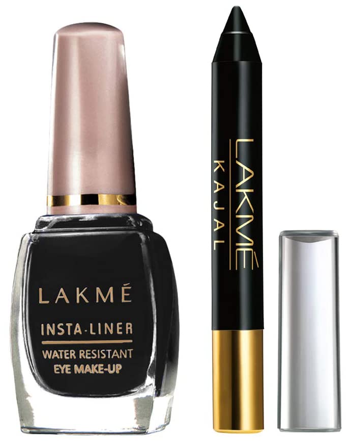 Image of LAKME Insta Semi-Matte FinishEye Liner, Black, 9ml & Kajal Pencil Eye Liner, Black, 2g