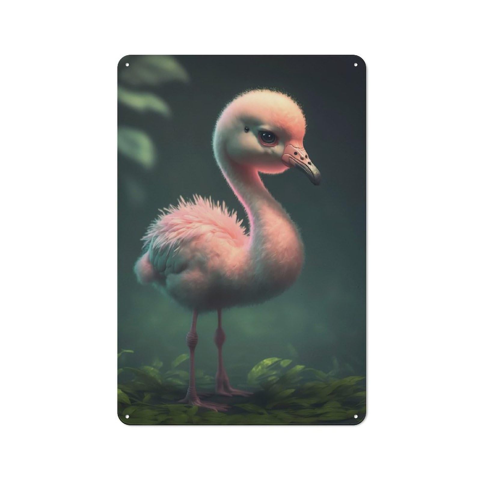 Junmoney Baby Animal Flamingo Vintage Tin Sign With Design 30X20cm, Vintage Cafe Wall Decor For Coffee Bar, Kitchen, Bistro Or Tea Corner