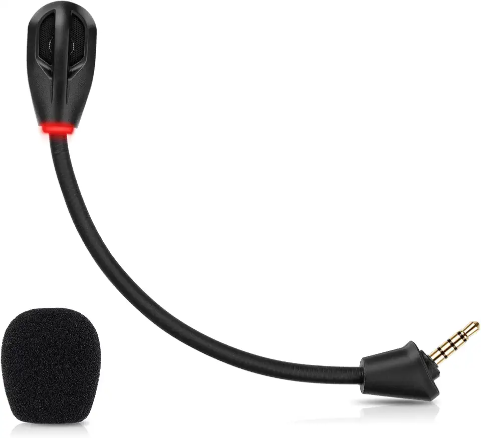 weishan Microphone Replacement for Kingston HyperX Cloud II Wireless Gaming Headset, Detachable Mic Boom with LED Mute Indicator on PC PS5 PS4 Xbox Series X/S