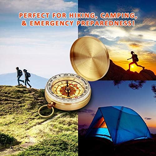 Brújula de bolsillo clásica estilo camping cobre miniatura 7