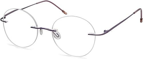 Miniatura 6 de Eyekepper Paquete de 3 lentes de lectura redondos de metal sin montura para mujeres y hombres, lectores circulares sin marco (azulrojopúrpura) + 1.75