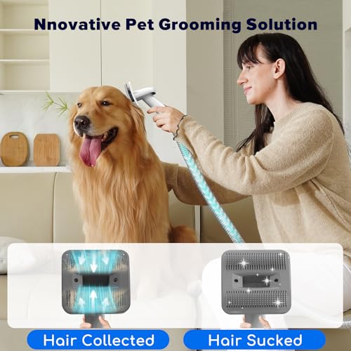 Image of DUXANO 7 in 1Dog Grooming Kit Pet Grooming Kit 15000 Pa Powerful Vacuum Suction Picks Up 99% Pet Hair, Pet Hair Remover with Dog Clippers, Grooming Brush, Nail Trimmer Grinder (Extra Large)