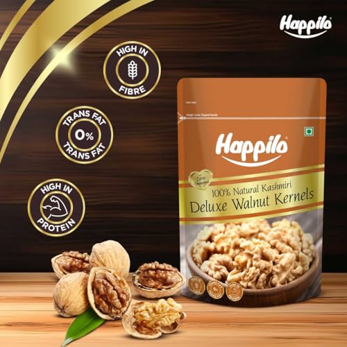 Image of Happilo Premium Kashmiri Walnut Kernals 200g (Pack of 4) | Walnuts without Shell | Akhrot Giri | Dry Fruits, Healthy Snacks | Natural Walnut Kernels | Rich in Protein, Antioxidants & Source of Omega-3