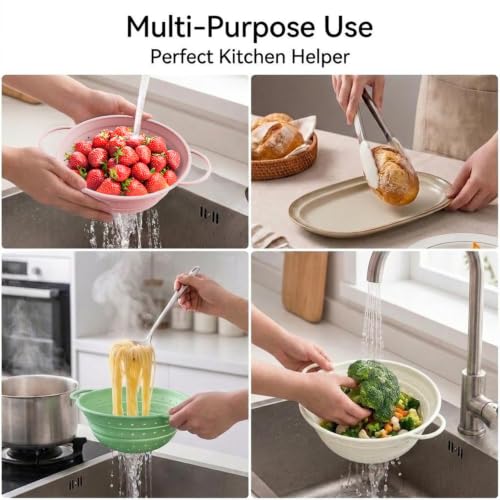 Collapsible Silicone Colander Set of 3, Tongs Included by DYONDER - Used condition - Image 3