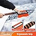 TidyBliss Ice Scraper and Snow Brush for Car Windshield, 24.8 inches Aluminum Frost Remover with Ergonomic Foam Grip for SUV Truck Glass Window (Orange)