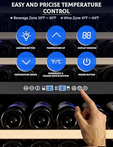 GarveeHome Dual Zone Freestanding Wine Fridge 24" - 154 Bottle Capacity, Built-In Wine Cooler Refrigerator With Safety Child Lock for Red, White, Champagne, or Sparkling Wine - Stainless Steel