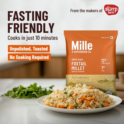Image of Mille Foxtail Millet and Little Millet Whole Grains Combo | Ideal for Fasting | Unpolished, Toasted, No Soaking Required | Gluten Free | No Chemicals | High Plant Protein and Fibre | Rice Replacement | 100% Whole Grain | Pack of 2 x 500g each