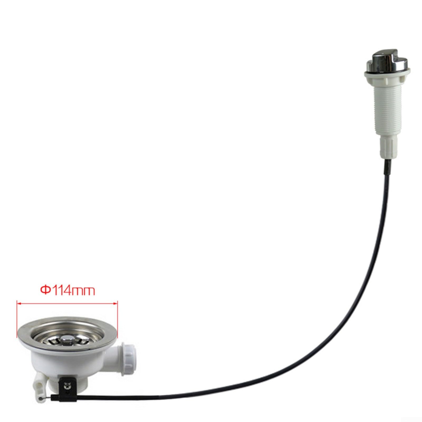 Kit de vidage d'évier SUS304 en acier inoxydable avec filtre de vidange et interrupteur de câble pour une gestion mains libres du débit d'eau (114 mm)