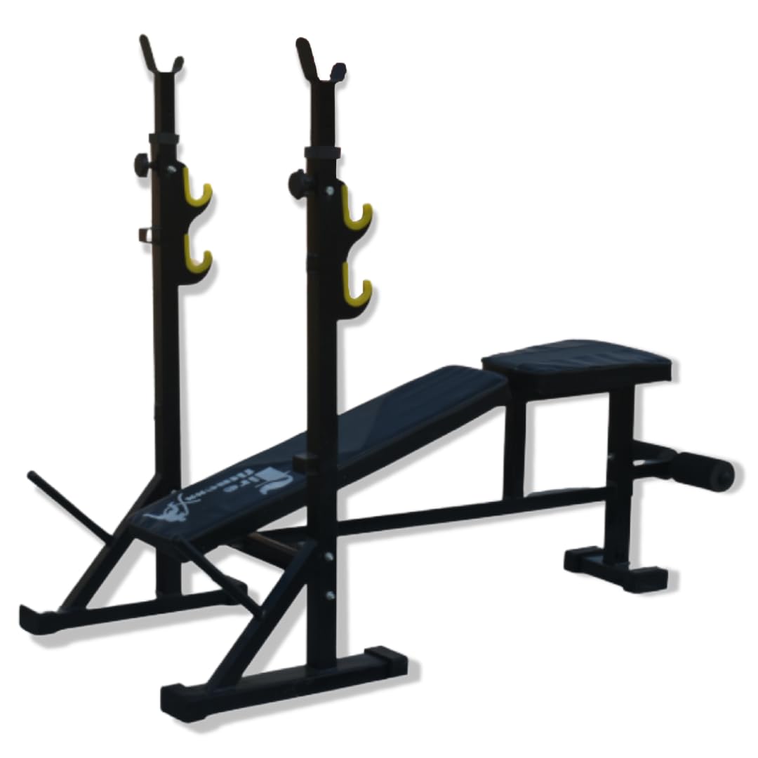 FIRE FITNESS Adjustable 3 leveller Incline, Decline and flat 5in1 Bench Weight Capacity 200 Kg (Black) Multipurpose Fitness and weight lifting Bench for home gym wokout station-image-35