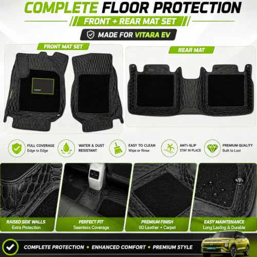 Image of EV MASTER 7D Car Floor Mats for Maruti Grand Vitara Hybrid (2026 Onwards) Complete Set | Waterproof | Anti-Slip | Luxury Premium Car Mat | Full Coverage | Custom Fitted Car Foot Mats