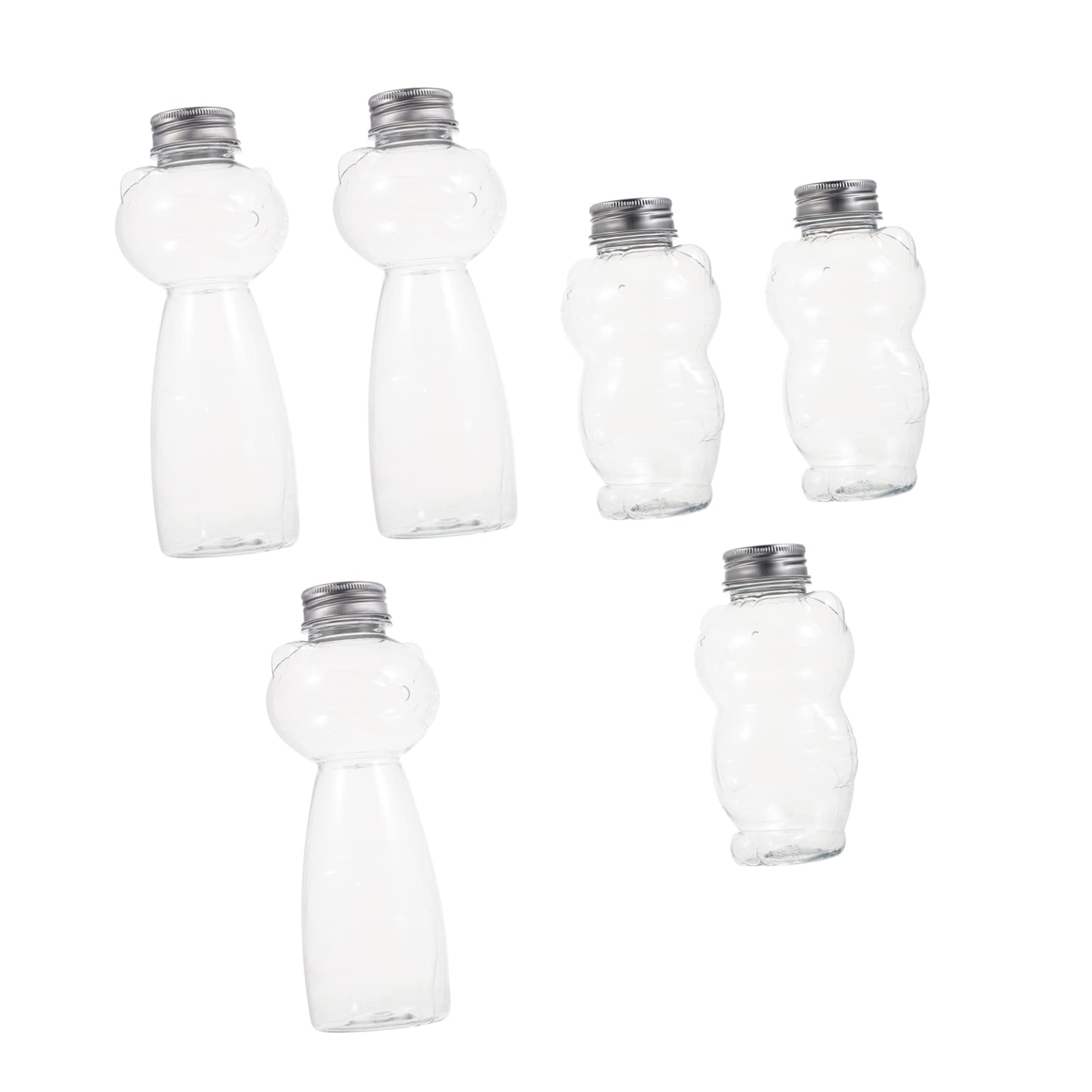 POPETPOP Cold Drinks Bottles Caps 6 Pack Cat Shape Juice Bottles Sturdy Plastic for Outdoor