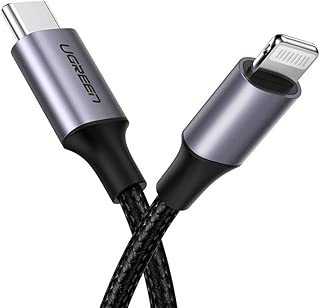 UGREEN USB C to Lightning Cable[MFi Certified]Braided USB-C to iPhone Lightning Cable18WFastPD & Data Sync Compatible for iPhone11 11Pro/11ProMax/X/XS/XR/XSMax/8, iPad Pro10.5"/12.9",etc-Black 1Meter