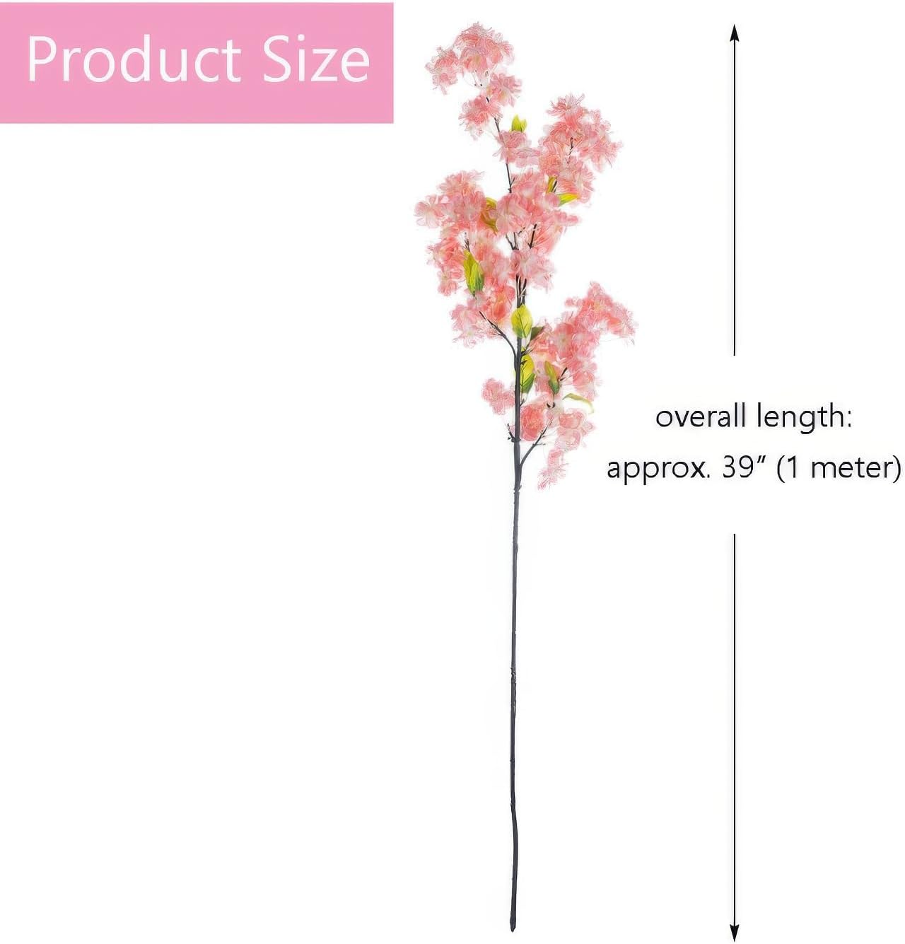 Artificial Cherry Blossom Stems, 39 Inch Pink Silk Flowers, Tall Branches for Home Wedding Centerpiece Decoration, 4 Pcs - Image 4
