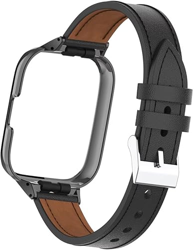 Vista 15 de Compatible con Xiaomi Redmi Watch 3 Active Bands, correa de repuesto de cuero para pulsera con marco de metal para Redmi Watch 3 Active Blanco