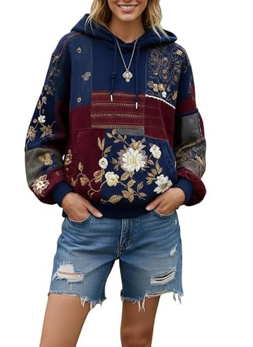 ACWUMU Hoodies for Women Trendy Spring Fashion Tops Navy &