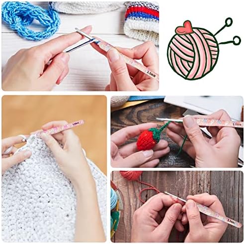 Crochet Hooks Sets for Beginners, 8Pcs Crochet Hooks Sets Plastic Grip Crochet Needles Set Crochet Hooks for Arthritic Hands Crochet Kits for Beginners Adults Knitting Tools with Pouch Case