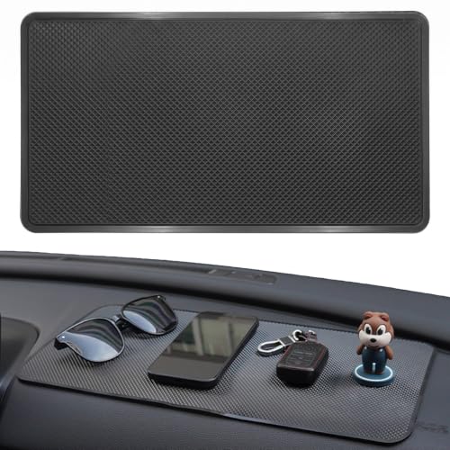 Alfombrilla Antideslizante Coche para Salpicadero, 27.2x15cm Soporte Movil Coche con Diseño de Diamante, Almohadilla Adherente para Llaves, Gafas y Teléfono, Accesorios Interiores Universales